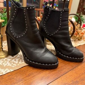 Rebecca Minkoff Edolie Studded Black Leather Ankle Boots